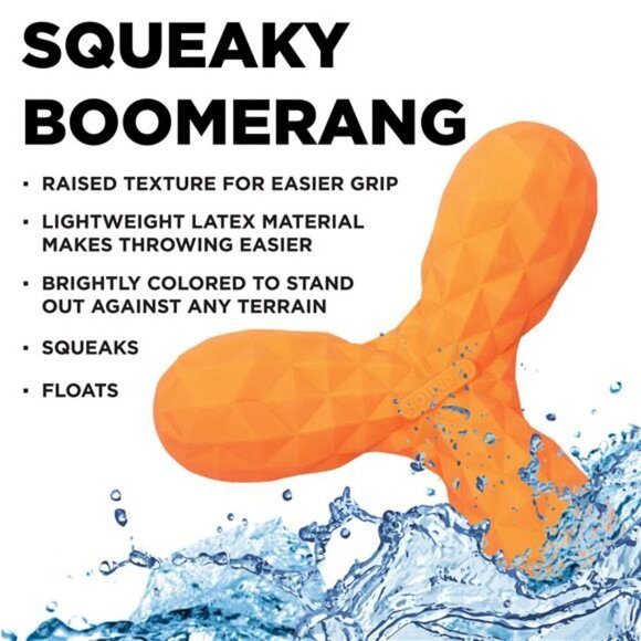 Squeaky Boomerang, Orange Tough, Engaging, & Interactive - Picture 6 of 9